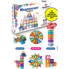 Toyfest Magnescape Magnetic Tiles Mıknatıslı 3D Yapı Oyuncağı Seti - 48 Parça