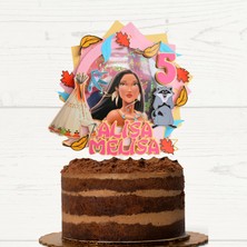 Cake Topper Pocahontas Temalı Kız Çocuk Doğum Günü Isme Özel 3d Pasta Süsü (21x22cm)