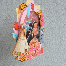 Cake Topper Pocahontas Temalı Kız Çocuk Doğum Günü Isme Özel 3d Pasta Süsü (21x22cm)