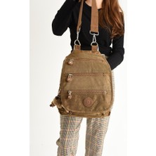 Kadın Sırt Çantası Ister Sırt Ister Omuz Ister Önde Fonksiyonel Kullanım Çok Cepli Hafif Klinkır Kumaş