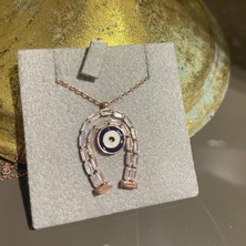 Milamore Jewelry 925 Ayar Gümüş Taşlı Nal Kolye