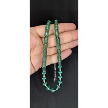 Anemore Collection Ateş Kehribar Tesbih Yeşil Renk Kapsül Kesim T-379