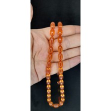 Anemore Collection Ateş Kehribar Tesbih Pembe Renkli Beyzi Kesim T-383