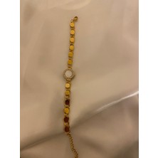 Anetta Jewelry Altın Renk Zirkon Taşlı Sedefli Vintage Çelik Bileklik Çelik takı kadın