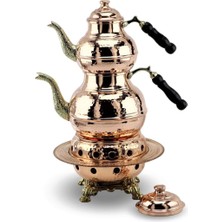 Tekno Trust Bakır 1,2 mm Kalın Dövülmüş Bakır Çaydanlık 3 Lt ve Isıtıcı