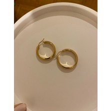 Anetta Jewelry Altın Renk Kalın Halka Çelik Küpe Çelik takı kadın