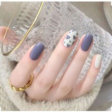 Trend Vitrin Kadın Mor Lila Küt Jel 3D Nail Art Baskılı Design Takma Tırnak