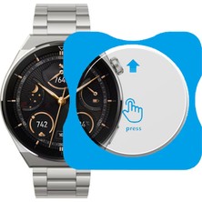 Sneezy Huawei Watch Gt3 Pro 46MM Uyumlu Kolay Takılabilir Takma Aparatlı Temperli Cam Ekran Koruyucu