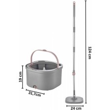 Piev Cool Mop Prime Kirli Temiz Su Bölmeli Elit Temizlik Seti Gri