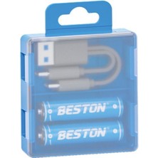 Beston USB Type-C Kablo ile Şarj Edilebilir Lityum 2'li İnce Pil 1.5V Aaa / 2220 Mwh - 150MAH