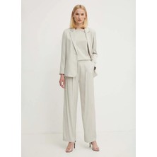 Sisley Yüksek Bel Geniş Fit Bej Kadın Pantolon 49NMLF057