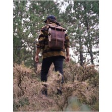 Hakiki Deri Kanvas Sırt Çantası Outdoor Kamp Trekking Dağcılık Avcılık Spor Çantası