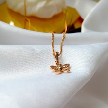 Kilig Jewelry Kadın Vip Çelik Gold-Silver Çiçek Taş Detay Kolye 45CM