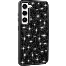 Wowcase Galaxy S23 Kılıf Parlak Taşlı Tasarım Zore Pırlanta Kapak-Siyah