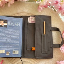 Taşınabilir Gözlük Bölmeli Gri Kitap Çantası tablet çantası 