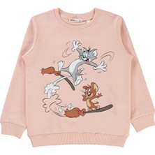 Tom And Jerry Kız Çocuk Sweatshirt 6-9 Yaş Açık Pudra