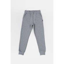 Gri Kalın Pamuklu Beli ve Paçası Lastikli Cepli 5-6-7-8-9-10-11-12 Yaş Kız Çocuk Eşofman Altı