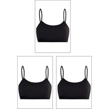 Özkan Underwear 42324 3'lü Paket Kız Çocuk Pamuklu Süprem Esnek Rahat Pedsiz Ince Askılı Alıştırma Sütyeni Yarım Atlet Büstiyer
