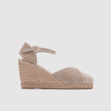 Togo Kadın Espadril Dolgu Topuk Ayakkabı [060031], Bej Nubuk, 40