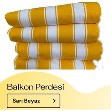 Gencer Home Balkon Perdesi Bağcıklı Her Ölçü Seçenekli Sarı Beyaz