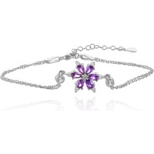 925 Ayar Gümüş Lotus Çiçeği Kadın Bileklik (Özel Kutulu)