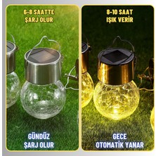 Dekohop Solar Güneş Enerjili Kırık Cam Desen Aplik LED Lamba Bahçe Veranda Merdivenlerinizde Şık Peyzaj Aydınlatması 6'lı