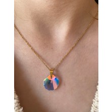 Anetta Jewelry Altın Renk Cam Istiridye Çelik Kolye Çelik takı kadın