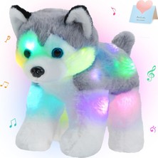 LWJG120 LWJG120。12 Inç Müzikal Glow Husky Köpek Peluş Hayvan Gerçekçi LED Şarkı Söyleyen Köpek Yumuşak Peluş Oyuncak Gece Lambası ile (Yurt Dışından)