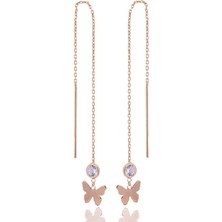 Midyat Gümüş Dünyası Zincirli Kelebek Küpe