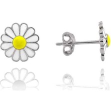 Midyat Gümüş Dünyası Papatya Model Küpe Gümüş