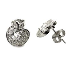 Midyat Gümüş Dünyası Kadın Elma Model Zirkon taşlı Küpe 2020169