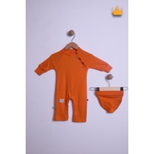Babyhola %100 Pamuk Yaka Düğmeli İnterlok Reglan Kol Tulum Bere Takım 583