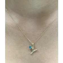 HAKAN GÜLER KUYUMCULUK 14 Ayar Altın Nazar Boncuklu Y Harfli Zincir