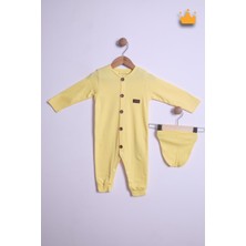 Babyhola %100 Pamuk Önden Düğmeli İnterlok Tulum Bere Takım 351