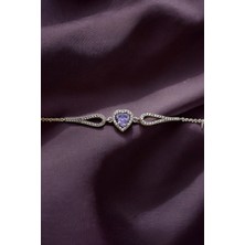 925 Ayar Gümüş Pırlanta Kalp Model Kadın Bileklik (Özel Kutulu)