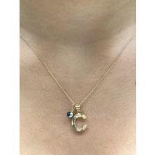 HAKAN GÜLER KUYUMCULUK  14 Ayar Altın Nazar Boncuklu C Harfli Zincir