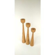 Iroko Home 3 Lü Mumluk-Şamdan Ahşap Set Özel Kestane Ağacı