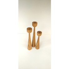 Iroko Home 3 Lü Mumluk-Şamdan Ahşap Set Özel Kestane Ağacı