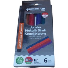 Penmark HS-707-06 Süper Yıkanabilir Simli Jumbo Keçeli Kalem 6lı Set