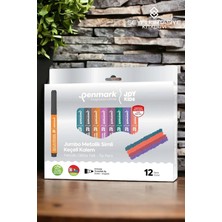 Penmark HS-707-12 Süper Yıkanabilir Simli Jumbo Keçeli Kalem 12LI Set