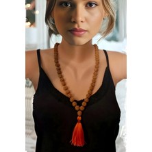 Pozitif Doğal Taş Rudrakşa 54 Taneli Yarım Mala Unisex Kolye Tesbih Hindistan Rudraksha 101YM