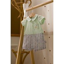 Babyhola %100 Pamuk Bisiklet Nakışlı Erkek Kız Bebek Şort Yazlık Bayramlık Tulum 13654