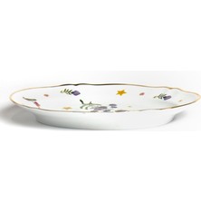 Bitossi Home Fabula Floral Porselen Oval Tabak 34 cm Mor