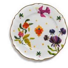 Bitossi Home Fabula Floral Porselen Yuvarlak Tabak 32,5 cm Çok Renkli