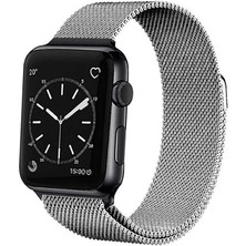 KCR Apple Watch Uyumlu 38-40-41MM Uyumlu Hasır Örgü Metal Milano Kordon Kcr