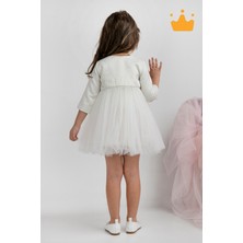 Minimony 6-24 Ay Mine Desen Ceketli Kız Bebek Çocuk Bayramlık Abiye Gelinlik Elbise Takım 1013