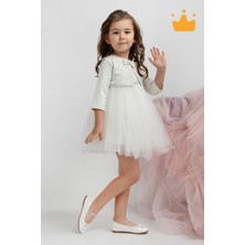 Minimony 6-24 Ay Mine Desen Ceketli Kız Bebek Çocuk Bayramlık Abiye Gelinlik Elbise Takım 1013