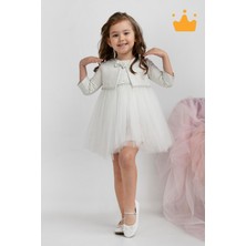 Minimony 6-24 Ay Mine Desen Ceketli Kız Bebek Çocuk Bayramlık Abiye Gelinlik Elbise Takım 1013