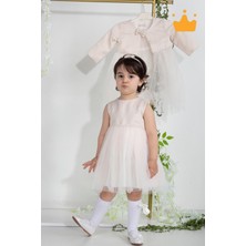 Minimony 6-24 Ay Mine Desen Ceketli Kız Bebek Çocuk Bayramlık Abiye Gelinlik Elbise Takım 1013