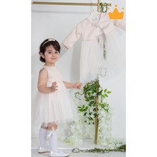 Minimony 6-24 Ay Mine Desen Ceketli Kız Bebek Çocuk Bayramlık Abiye Gelinlik Elbise Takım 1013